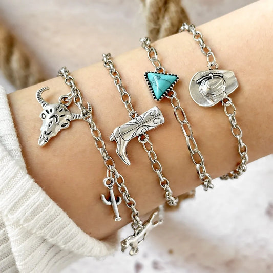 Vintage Western Cowboy Style Pendant Bracelets