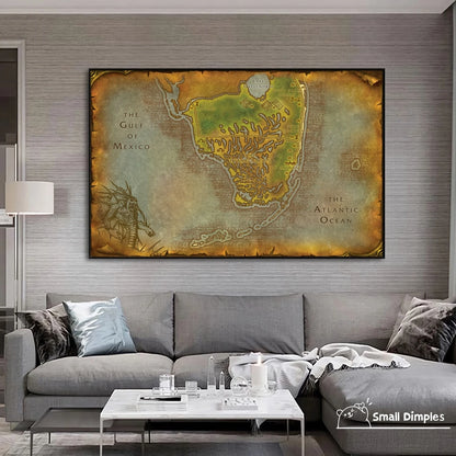 Map Of Texas - World Of Warcraft Style Map Game Poster Canvas