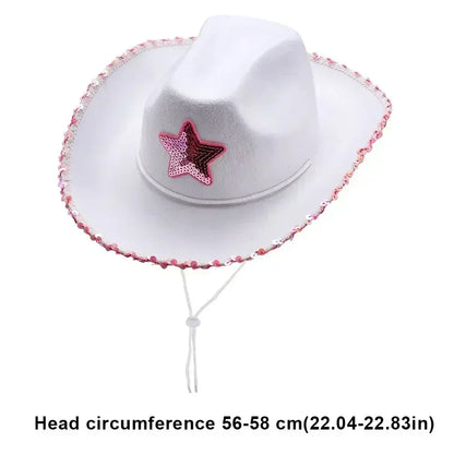 White Cowgirl Hats Pink Star