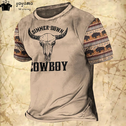 Western Cowboy Shirt Men's  Oversized T-Shirt