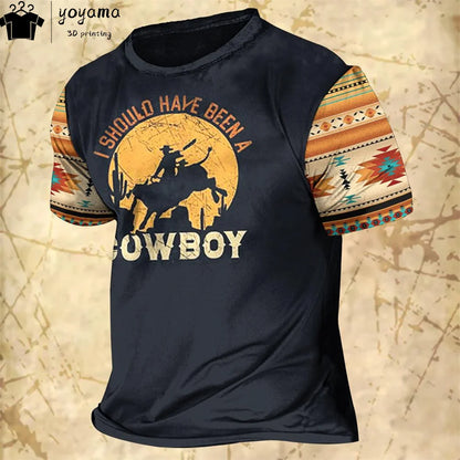 Western Cowboy Shirt Men's  Oversized T-Shirt