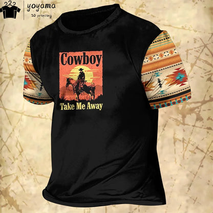 Western Cowboy Shirt Men's  Oversized T-Shirt