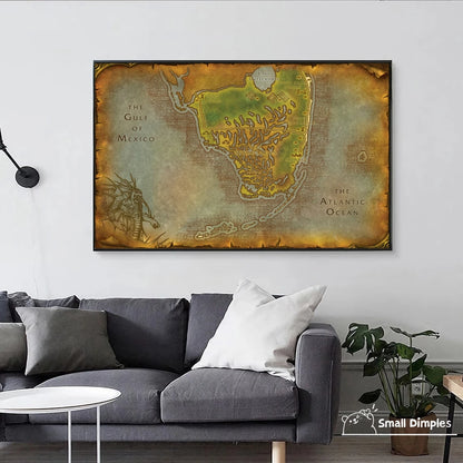 Map Of Texas - World Of Warcraft Style Map Game Poster Canvas