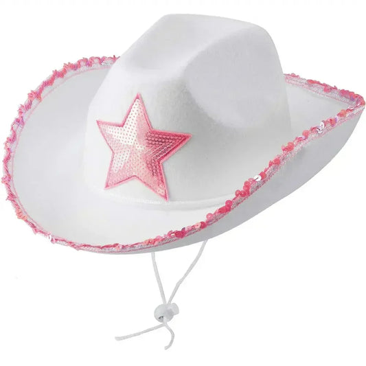 White Cowgirl Hats Pink Star