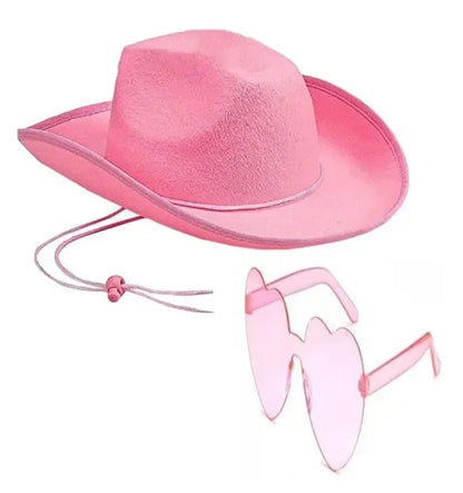 Western Pink Cowgirl Fluffy Cowboy Glitter Hat