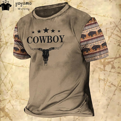 Western Cowboy Shirt Men's  Oversized T-Shirt