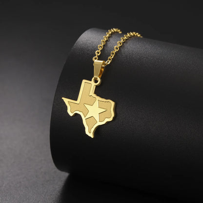 Jeshayuan Texas Map Pendant Necklace