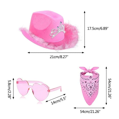 Western Pink Cowgirl Fluffy Cowboy Glitter Hat