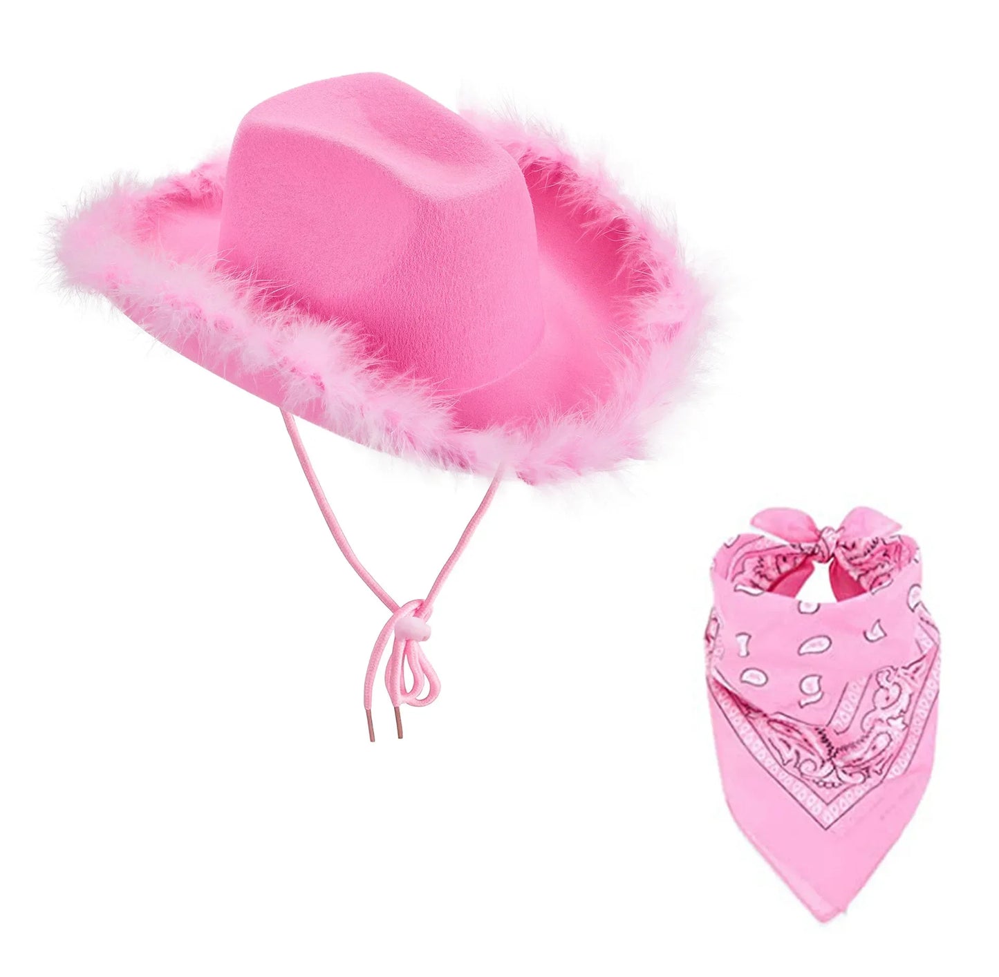 Western Pink Cowgirl Fluffy Cowboy Glitter Hat