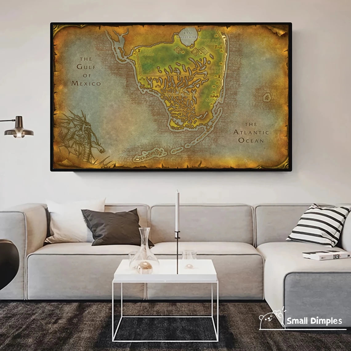 Map Of Texas - World Of Warcraft Style Map Game Poster Canvas