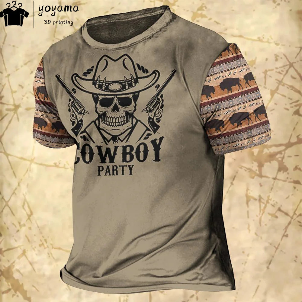 Western Cowboy Shirt Men's  Oversized T-Shirt